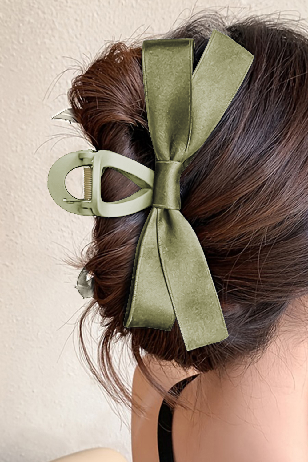Shewin Wholesale Dropshipping Mist Green Solid Color Ribbon Bow Decor Hair Clip