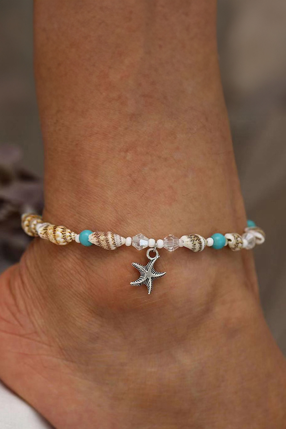Shewin Wholesale Southern White Conch Beaded Starfish Beach ANKLET