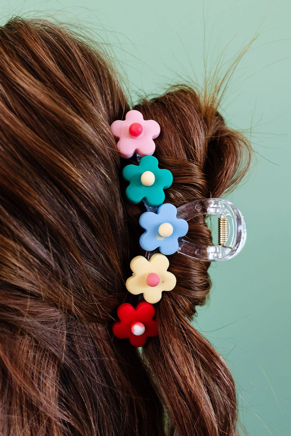 Shewin Wholesale High Quality Multicolour 60s FLOWERS Cute Plastic Hair Claw