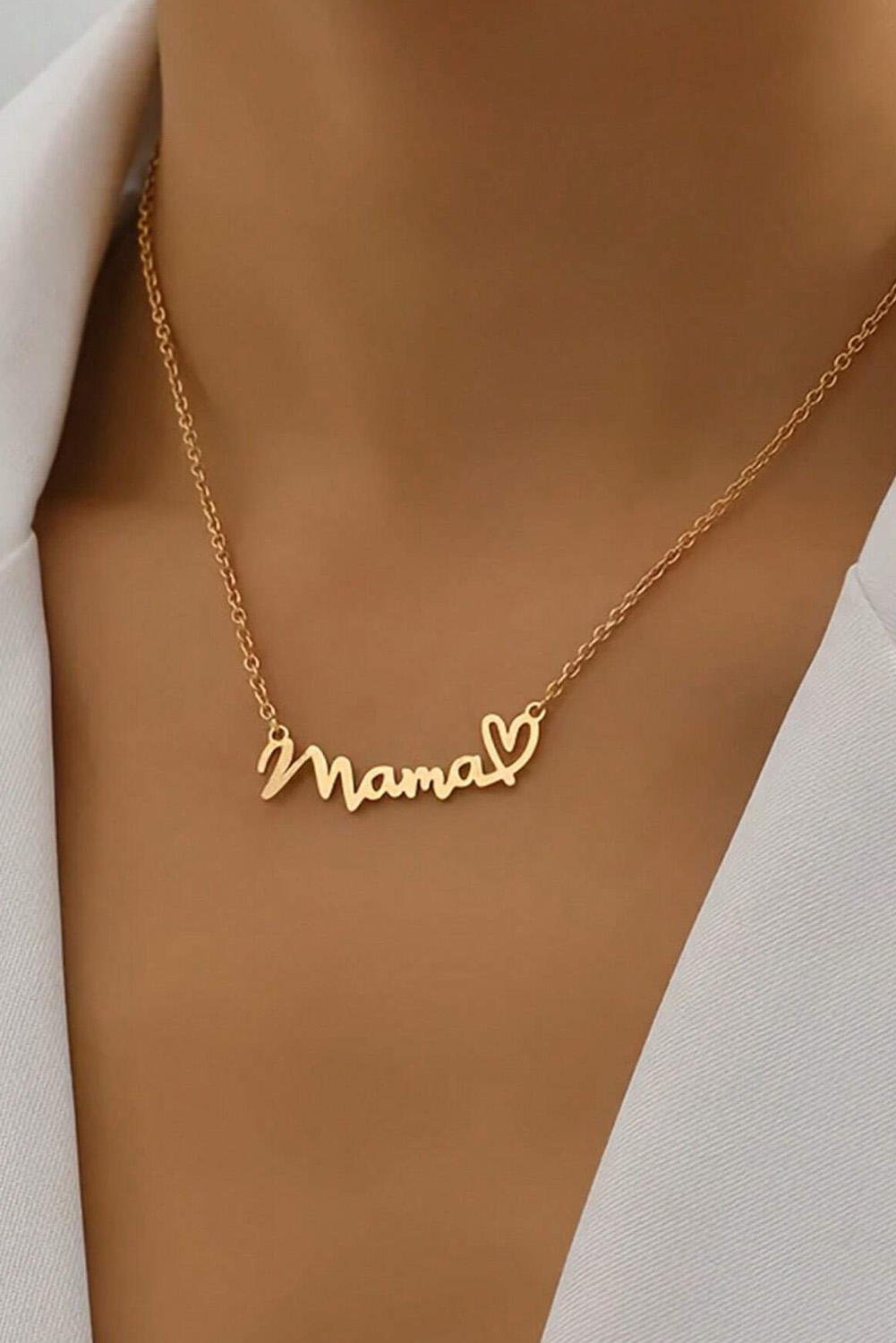 Gold Mama Letter Heart Pattern NECKLACE