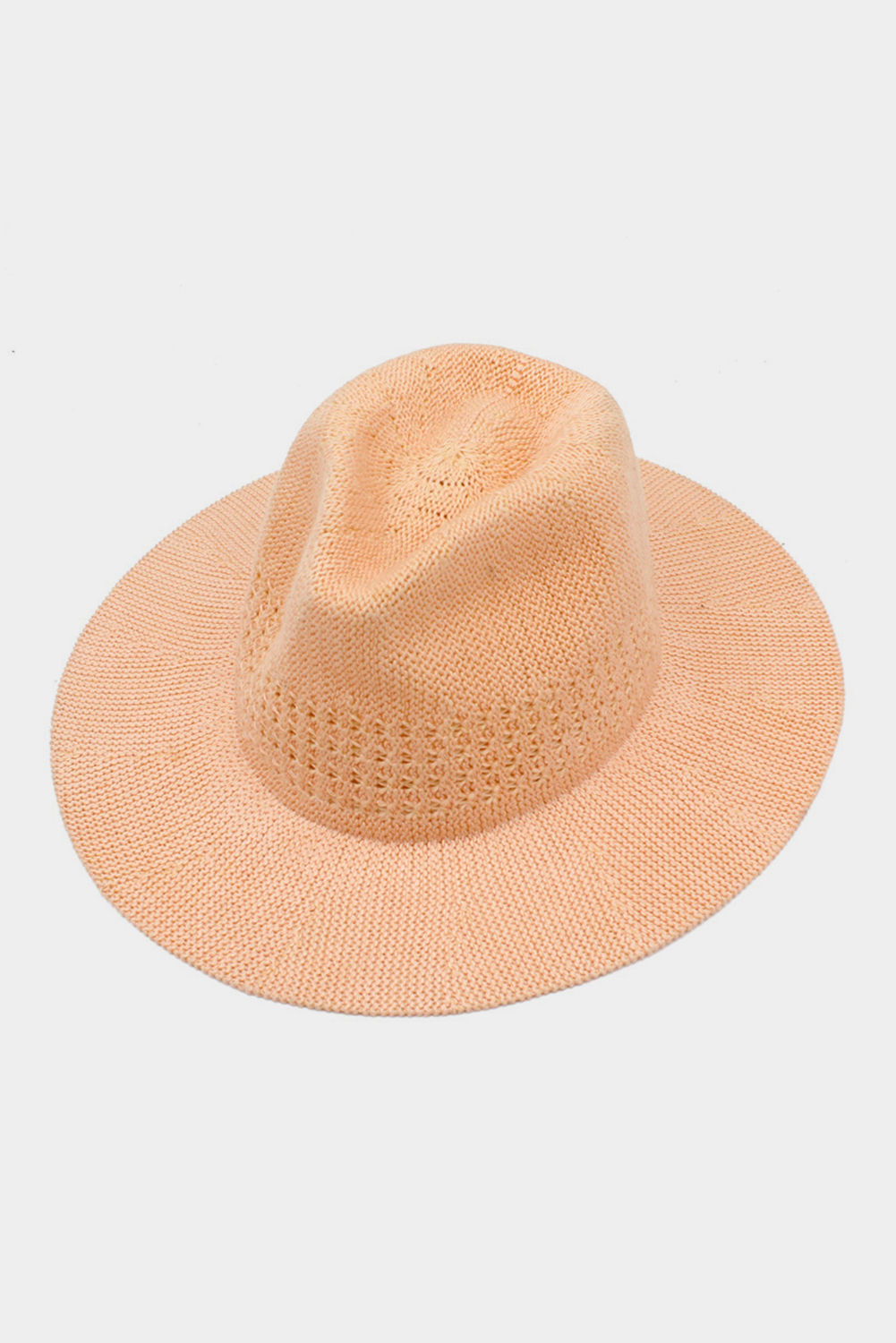 Shewin Wholesale Dropshipping Apricot Pink Solid Color Knitted Wide Brim Hat
