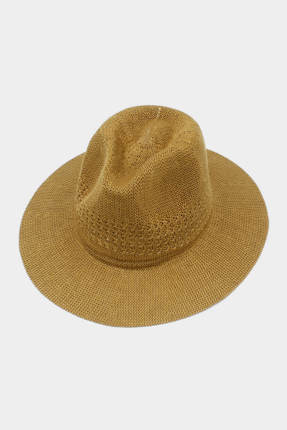 Shewin Wholesale Dropshipping Brown Solid Color Knitted Wide Brim Hat