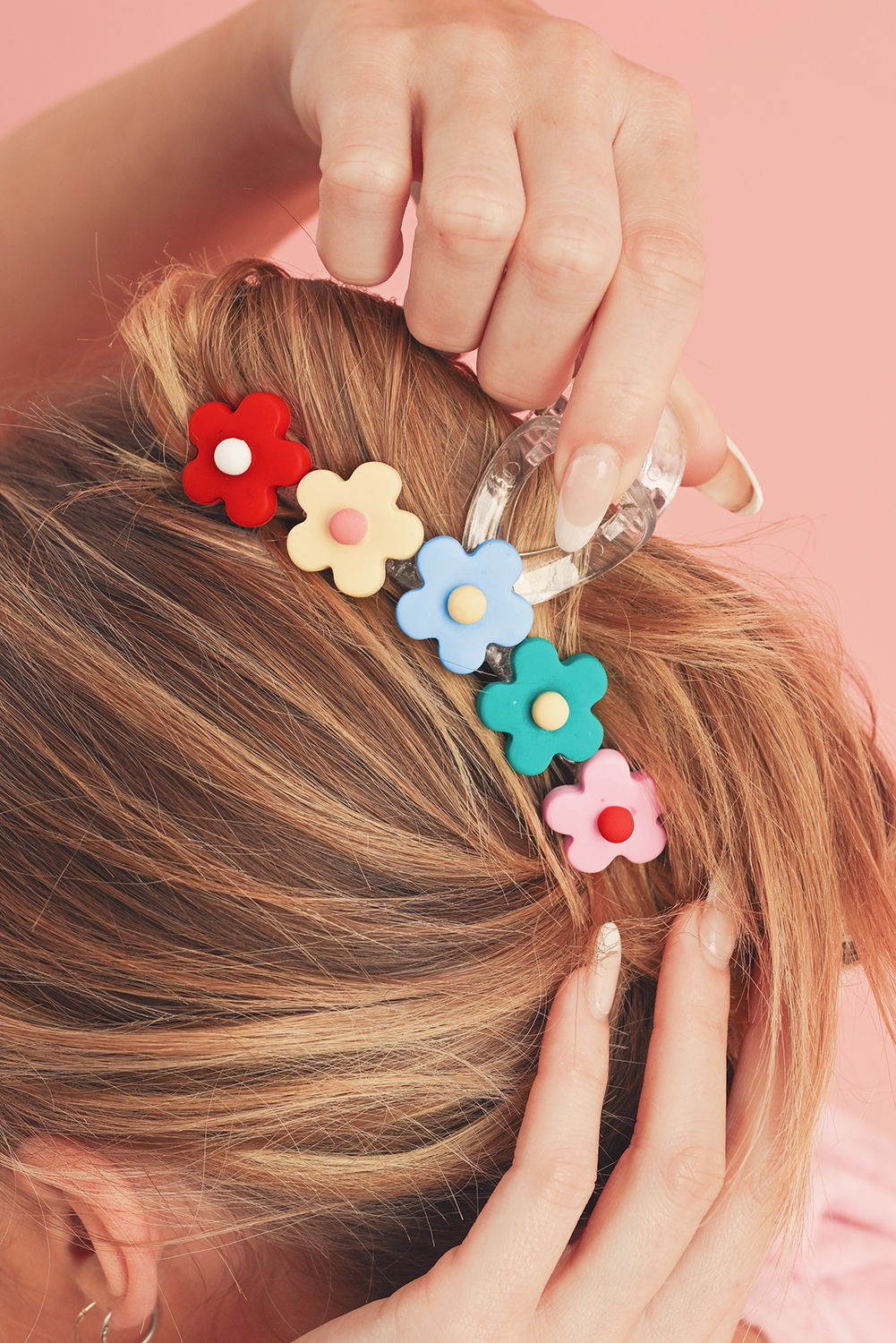 Shewin Wholesale Stores Multicolour 60s FLOWERS Cute Plastic Hair Claw
