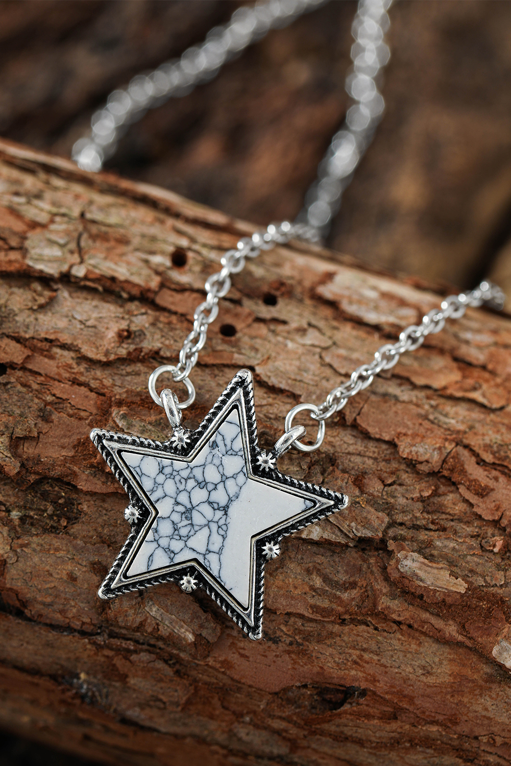 Shewin Wholesale Winter White Star Shape PENDANT Chain Necklace