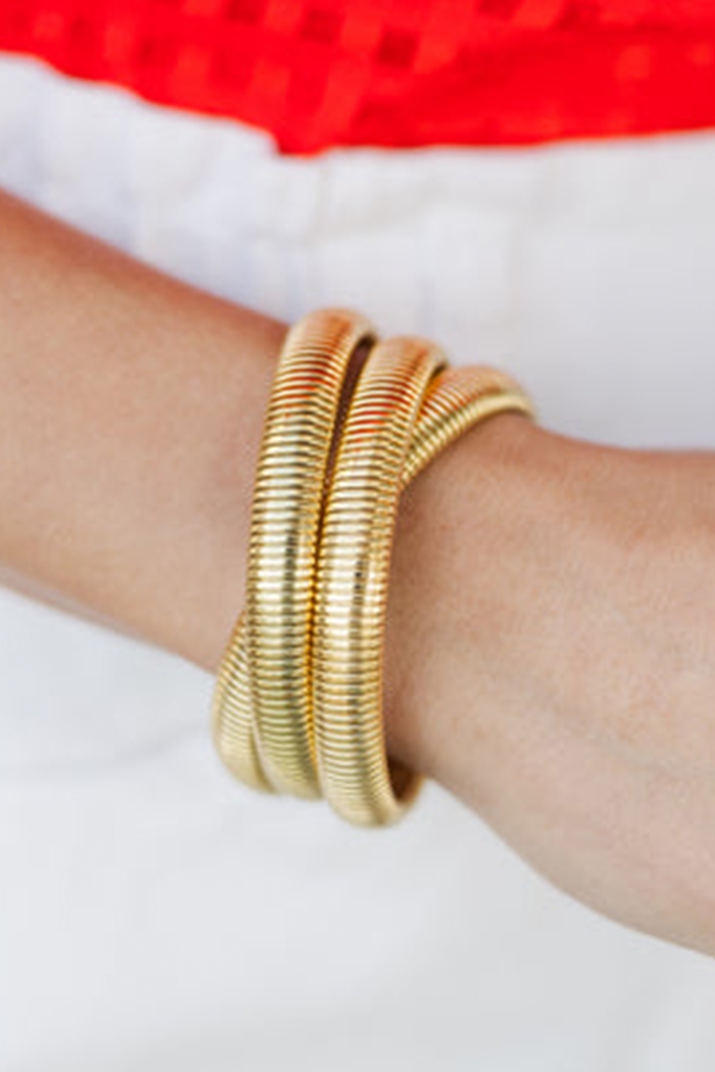 Shewin Wholesale Chic Lady Gold 3 Pieces Metal Stretch Bracelet Set