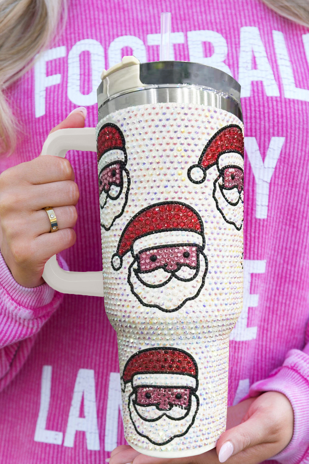 White Christmas Santa DIAMOND Water Cup