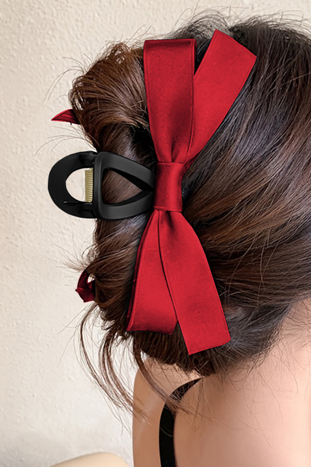 Shewin Wholesale Vendors Fiery Red Solid Color Ribbon Bow Decor HAIR CLIP