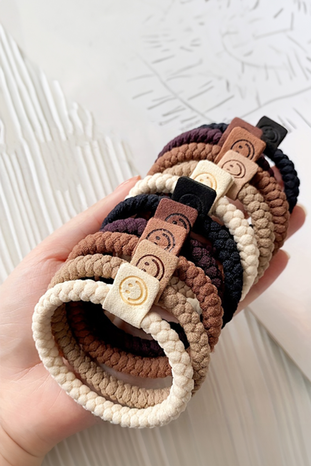 Shewin Wholesale Clothes Chestnut 5Pcs Smile Face Decor Braided Hairband