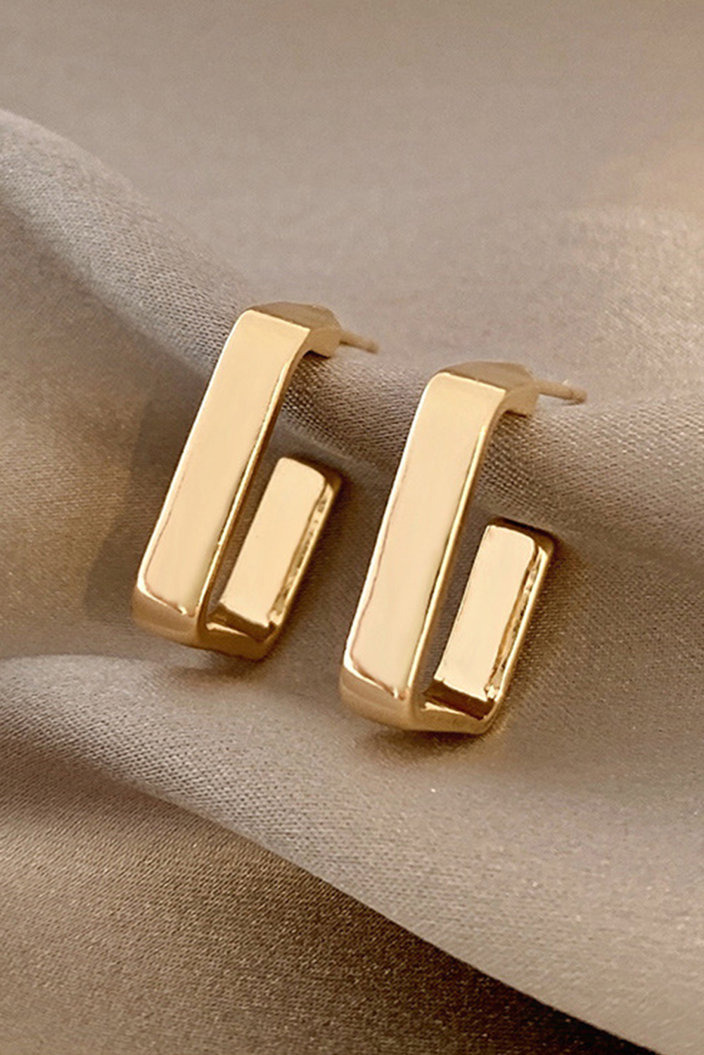 Gold Square Hook PLATED Alloy Stud Earrings