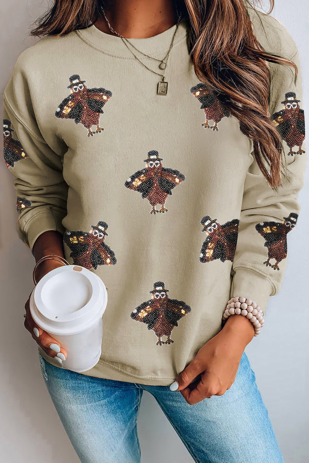 Parchment Shimmering Owl Thanksgiving HOLIDAY Sweatshirt