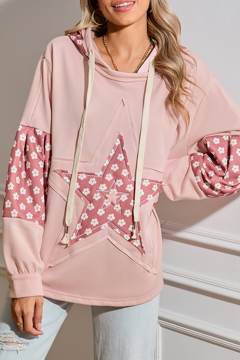 ShEwin WholEsAlE StorEs DElicAcy FlorAl PAtchwork STAR PAttErn DrAwstring HoodiE