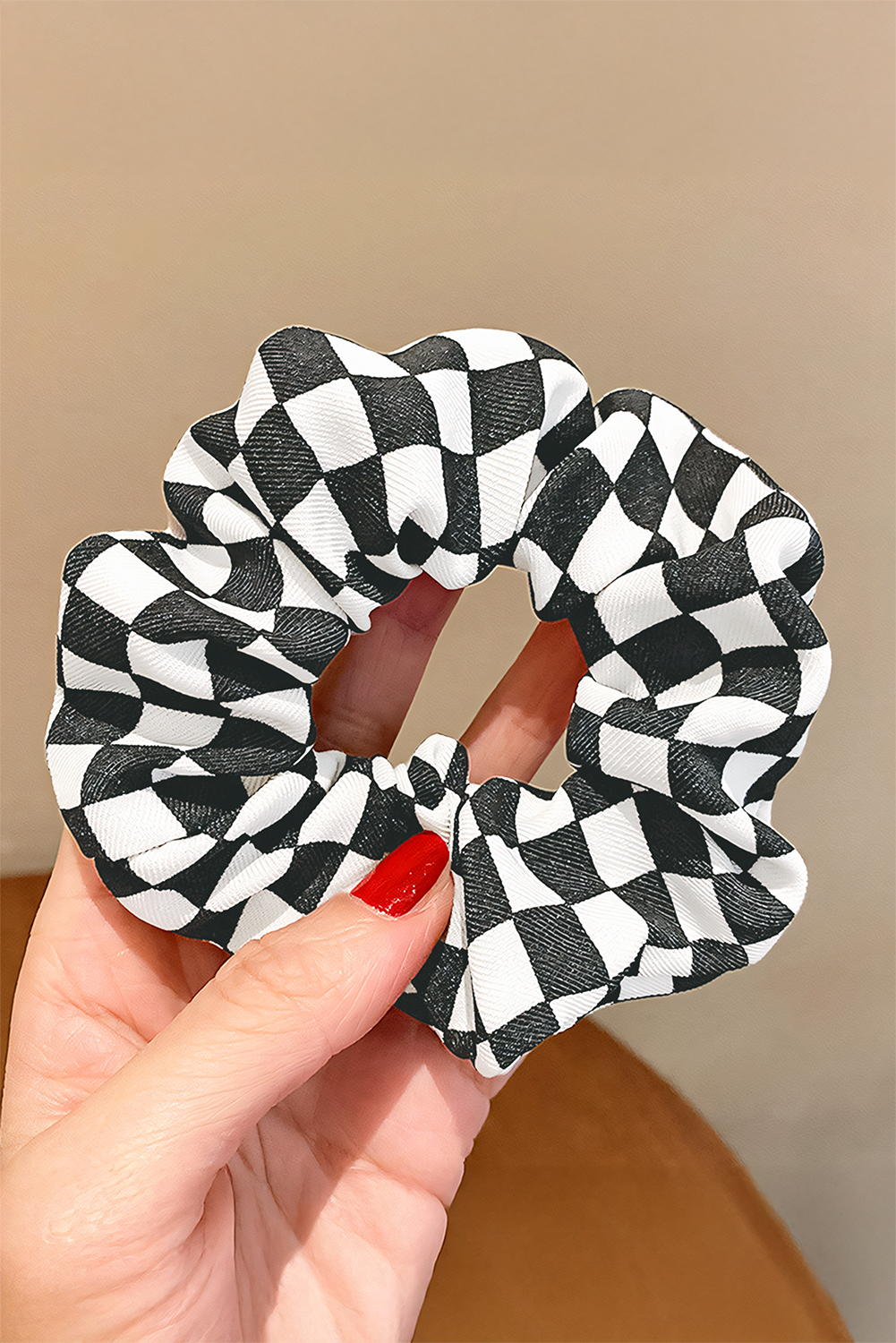 Shewin Wholesale Cheap Black Checkered Cloth HAIR Scrunchie