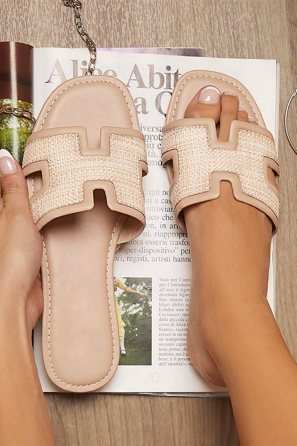 White Hollow Out Open Toe Slippers