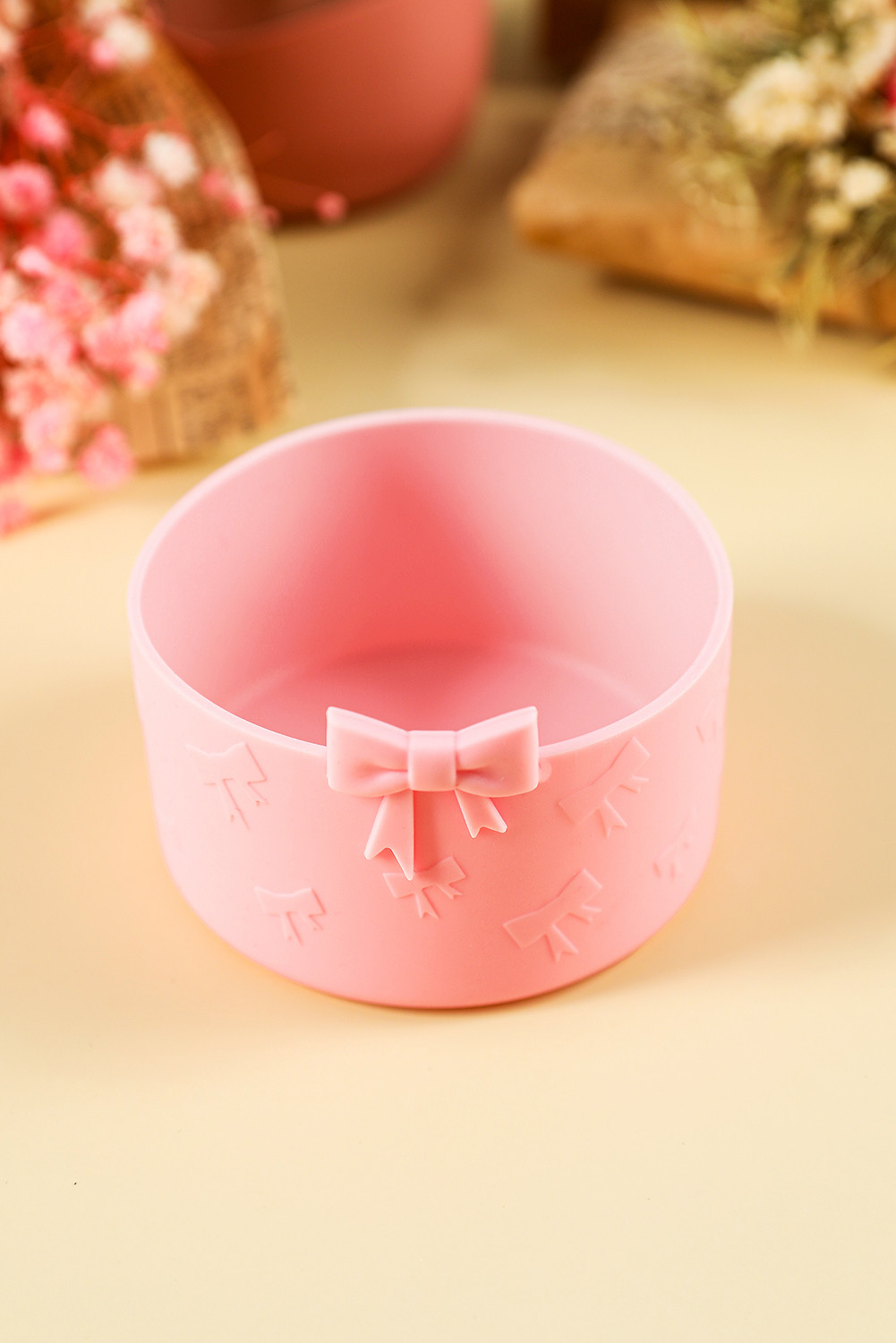 Pink Bowknot Decor Food Grade Silicone Bottle Cap Sleeve