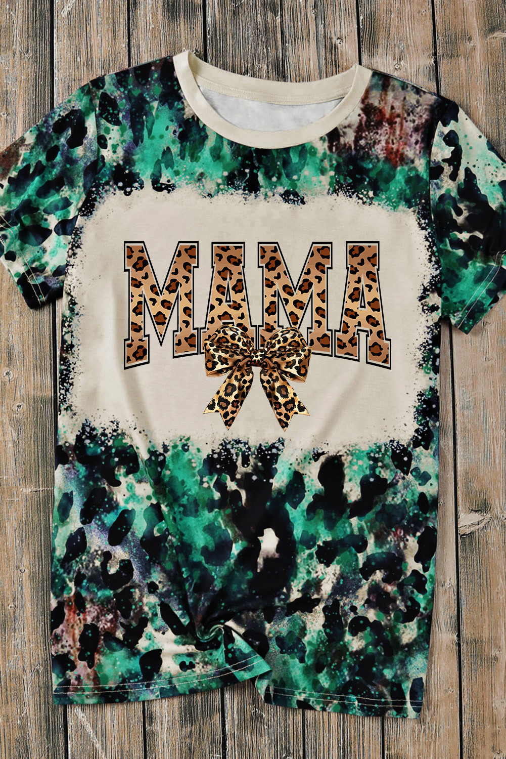 Leopard MAMA Tie Dye Print Graphic Tee