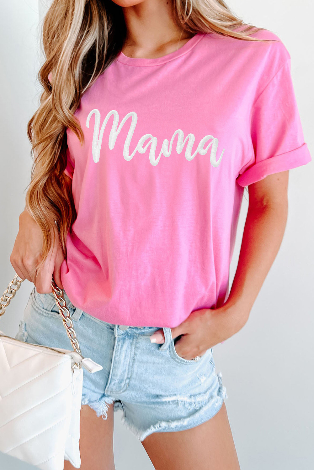 Sachet Pink mama Graphic Crewneck Mothers Day T Shirt