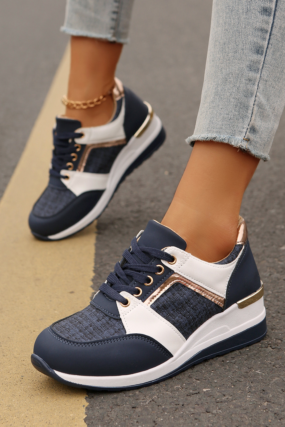 Sail Blue Lace Up Sneakers