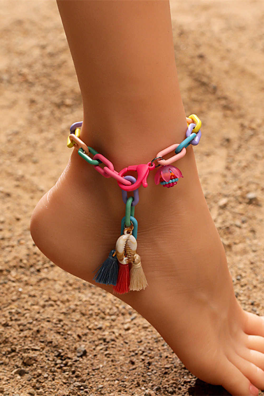 Bonbon Shell Tassel Pendant Chain Anklet