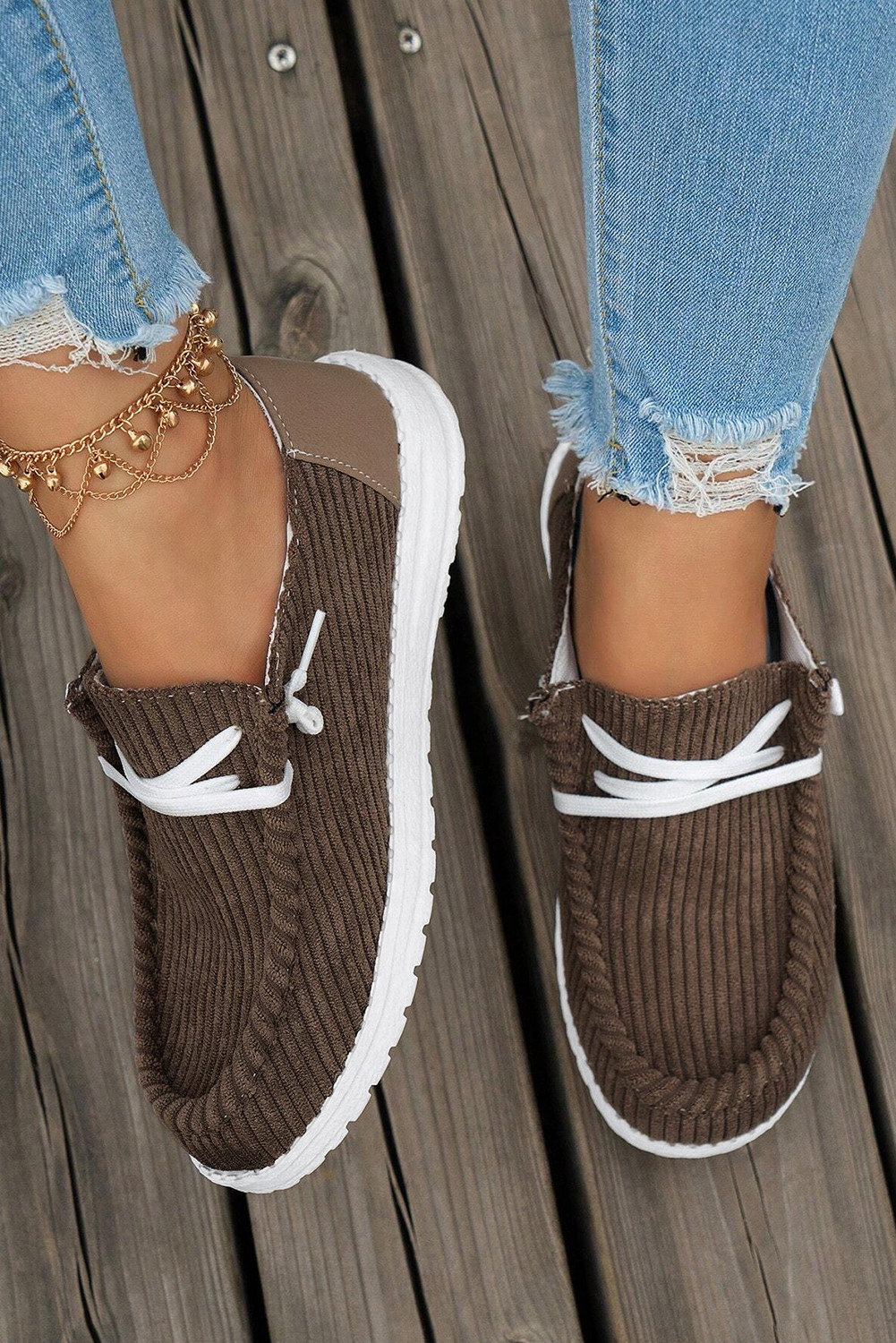 Coffee Lace Up Casual Shoes