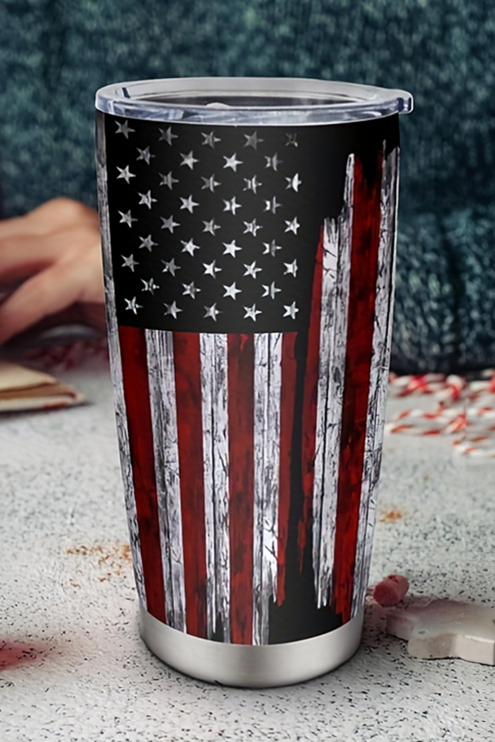 Dirty Blue American Flag Print 20 OZ Tumbler