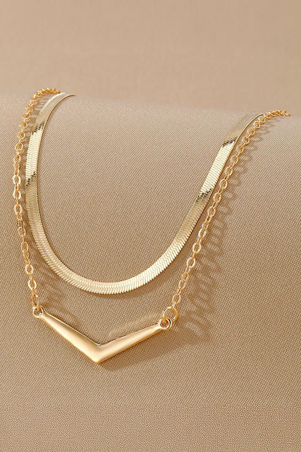 Gold Snake Bone Chain Double Layered Choker Necklace