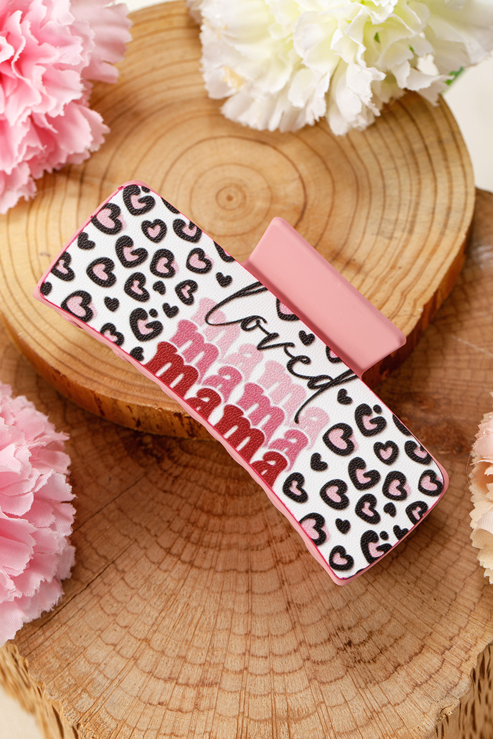 Sachet Pink Loved Mama Heart Print Large Hair Claw Clip