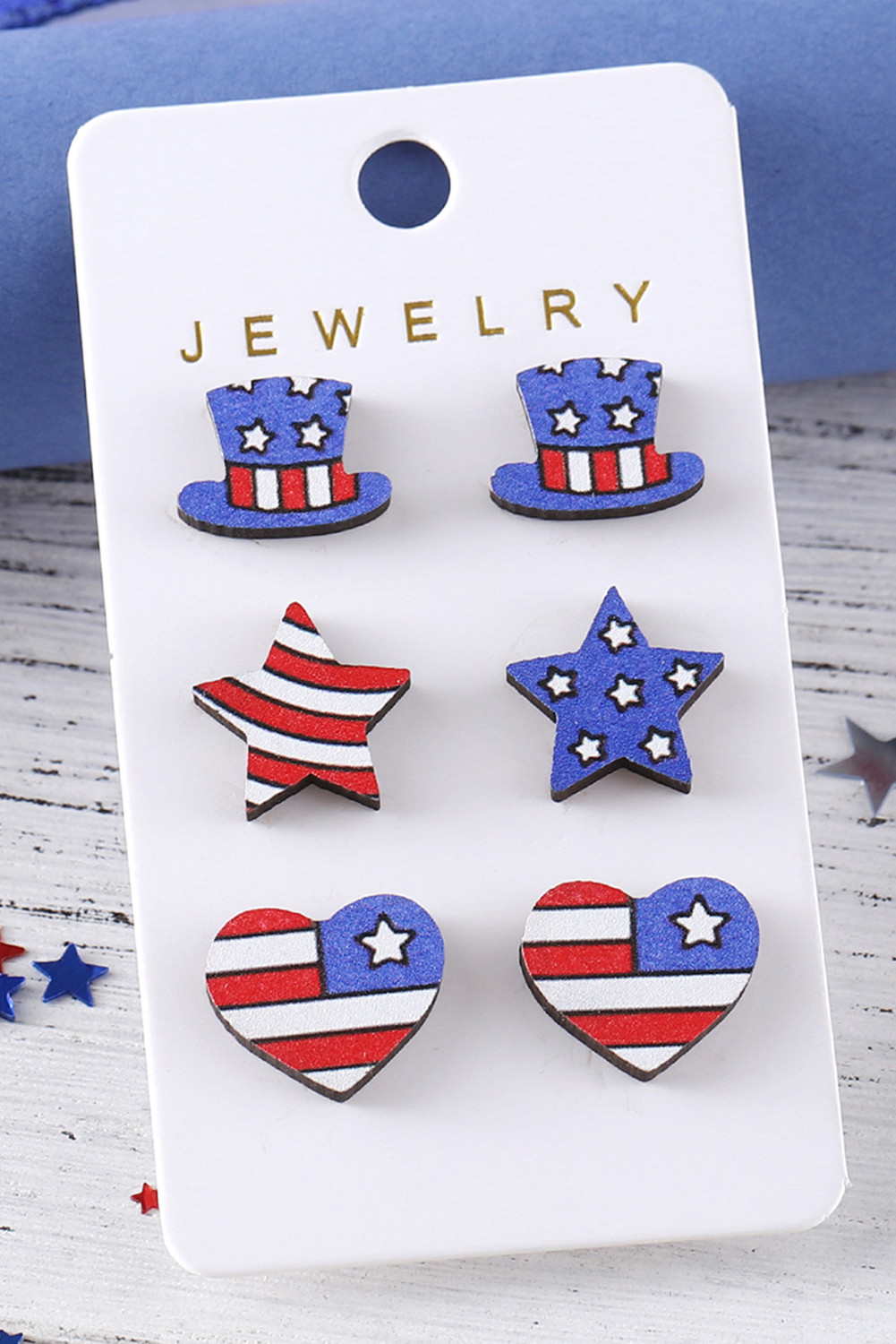 Dark Blue USA Flag Stud Earrings
