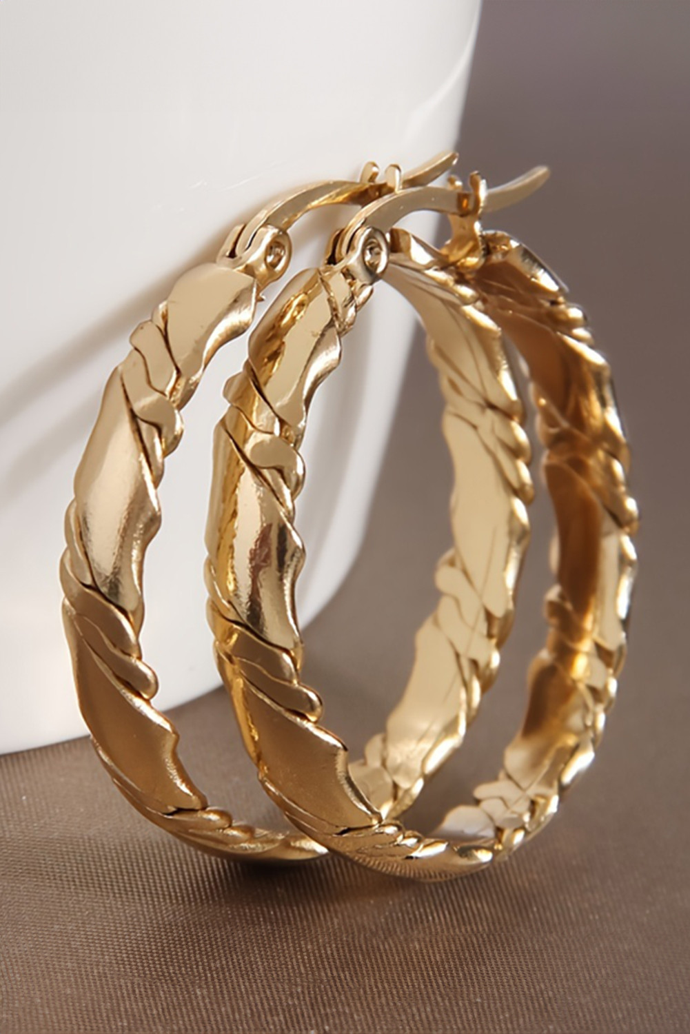 Gold Twisted Alloy Hoop Earrings