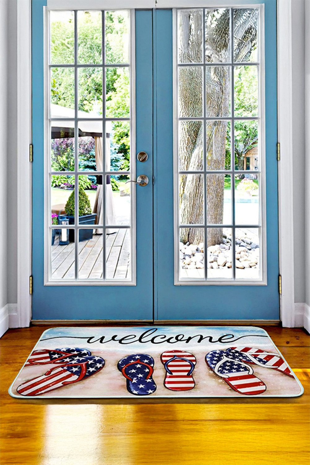 Dark Blue American Flag Slippers Pattern Entryway Mat