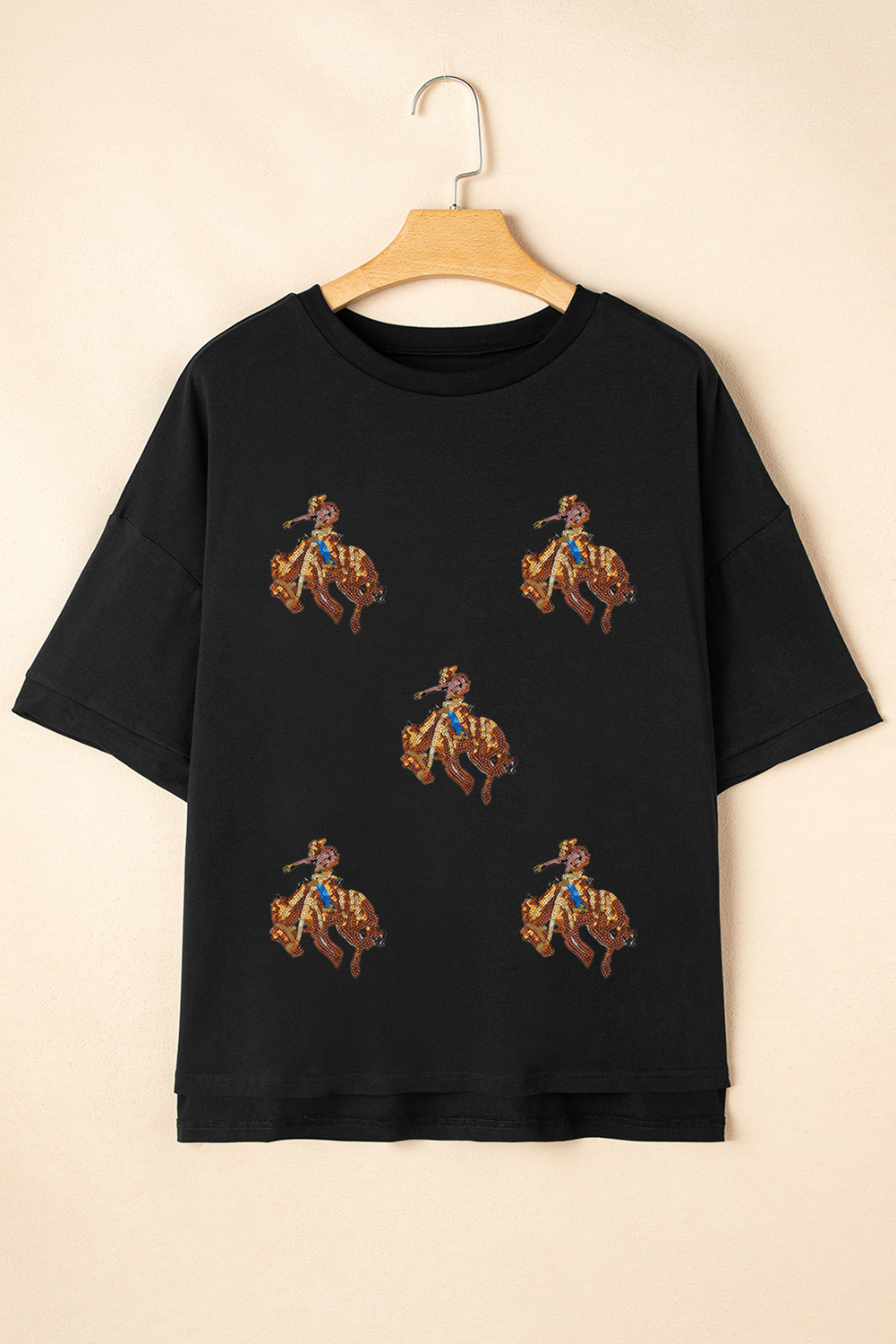 Black Rodeo Graphic Crew Neck Graphic T Shirt