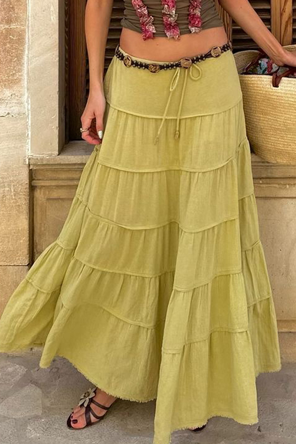 Shewin Wholesale Bulk Sage Green A Line Cake SKIRT