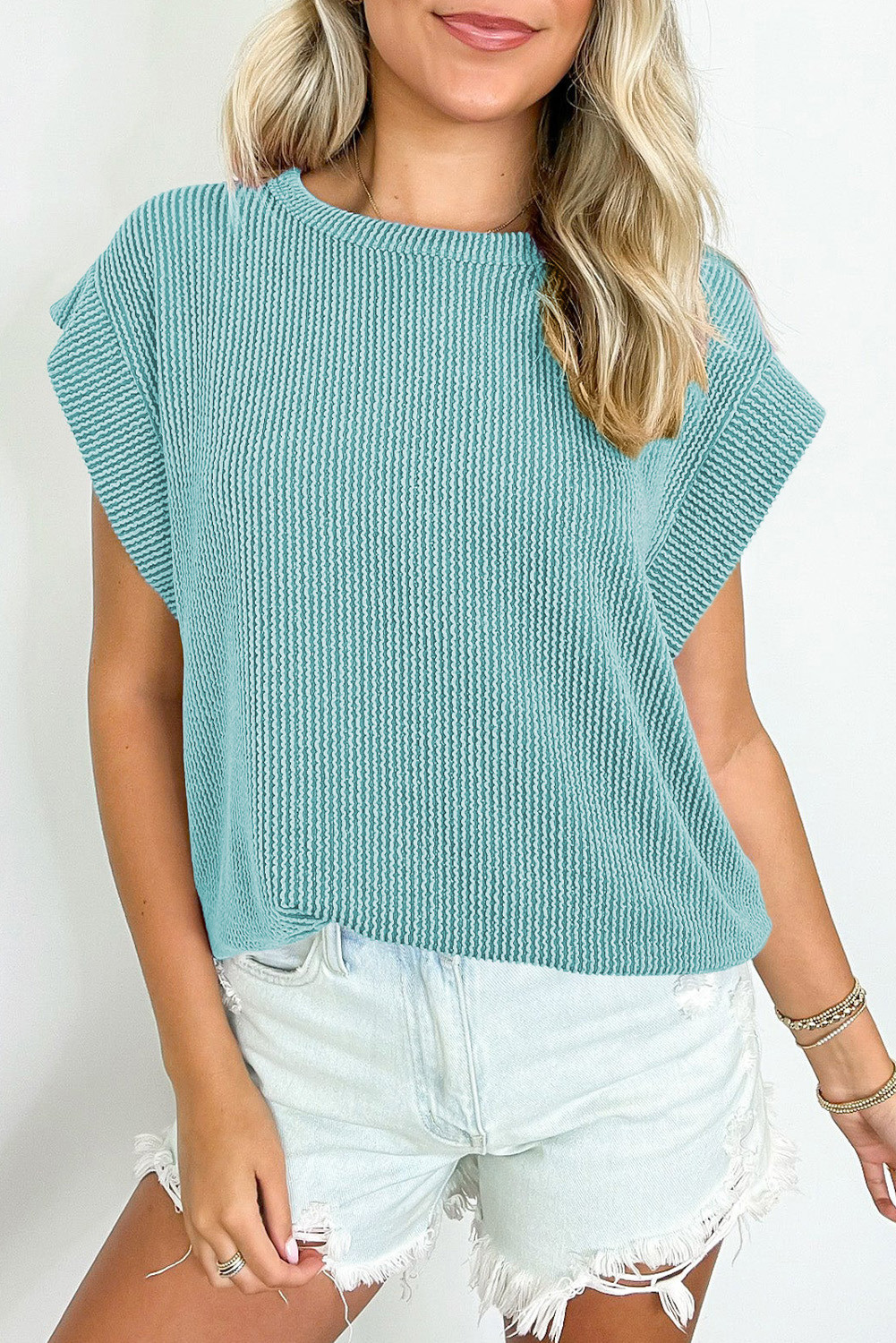 Canton Twisted Ribbed Textured Plain T Shirt