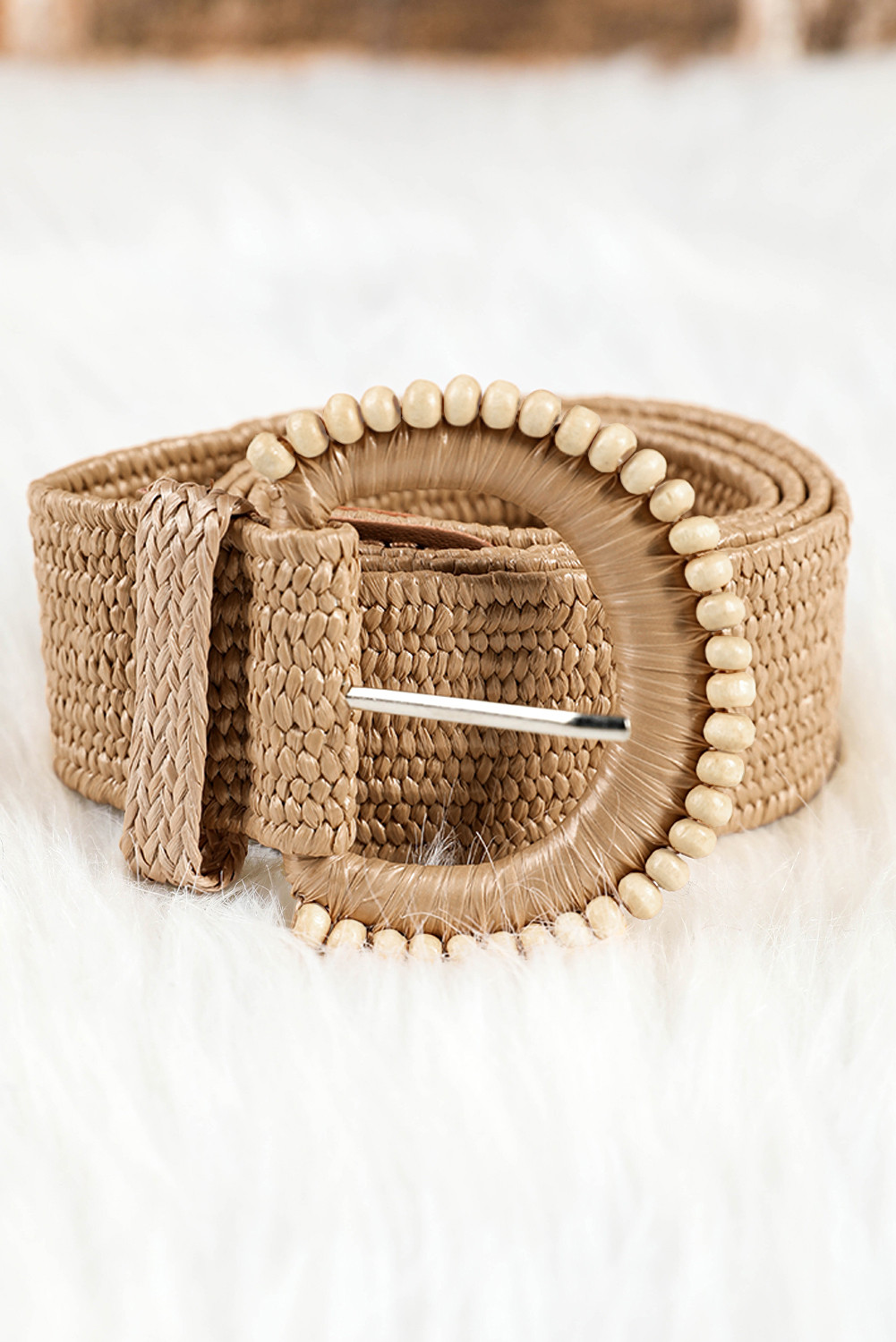 Camel Braided Leather Decor Belt