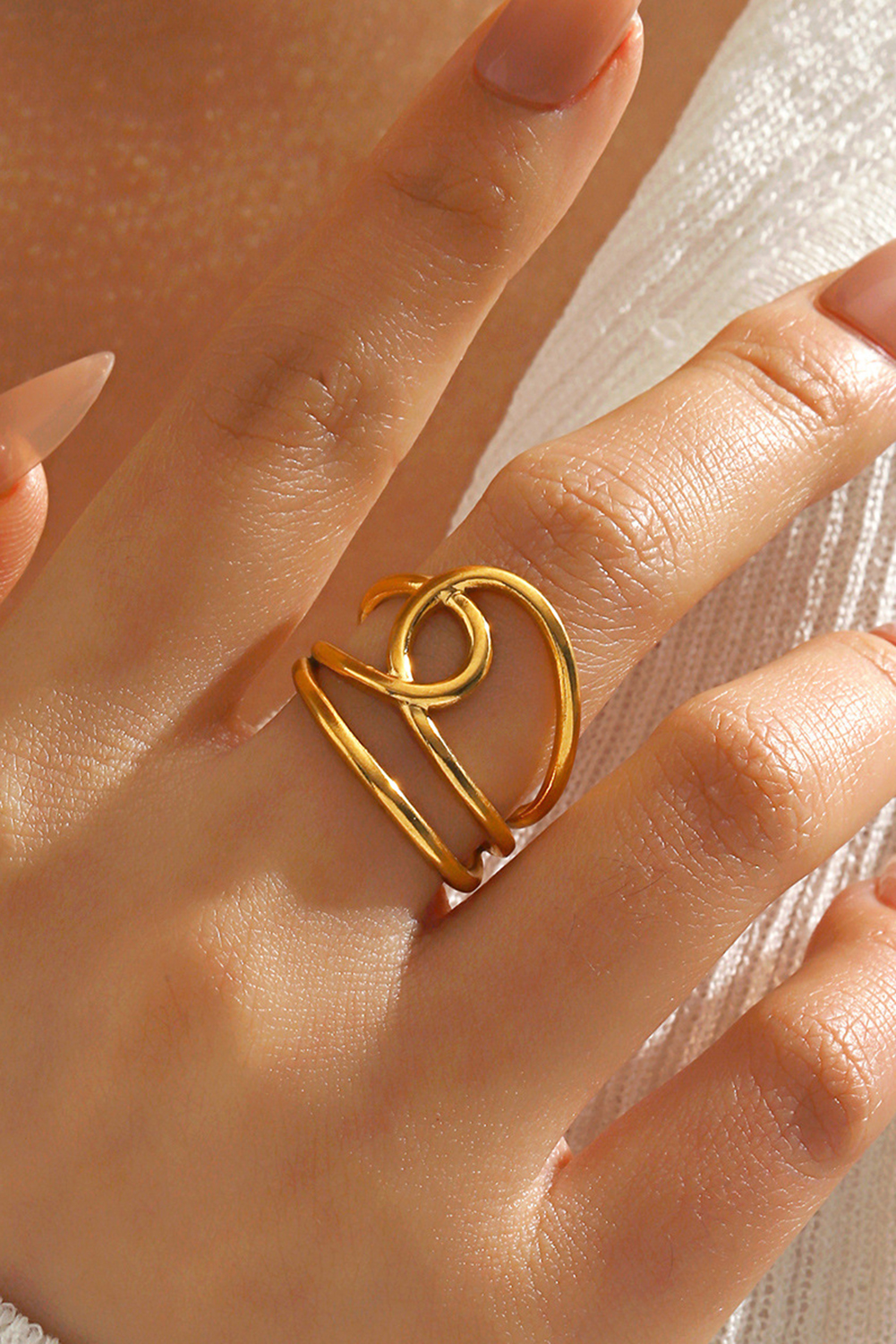Shewin Wholesale Cheap Gold Twisted Minimalist Open RING