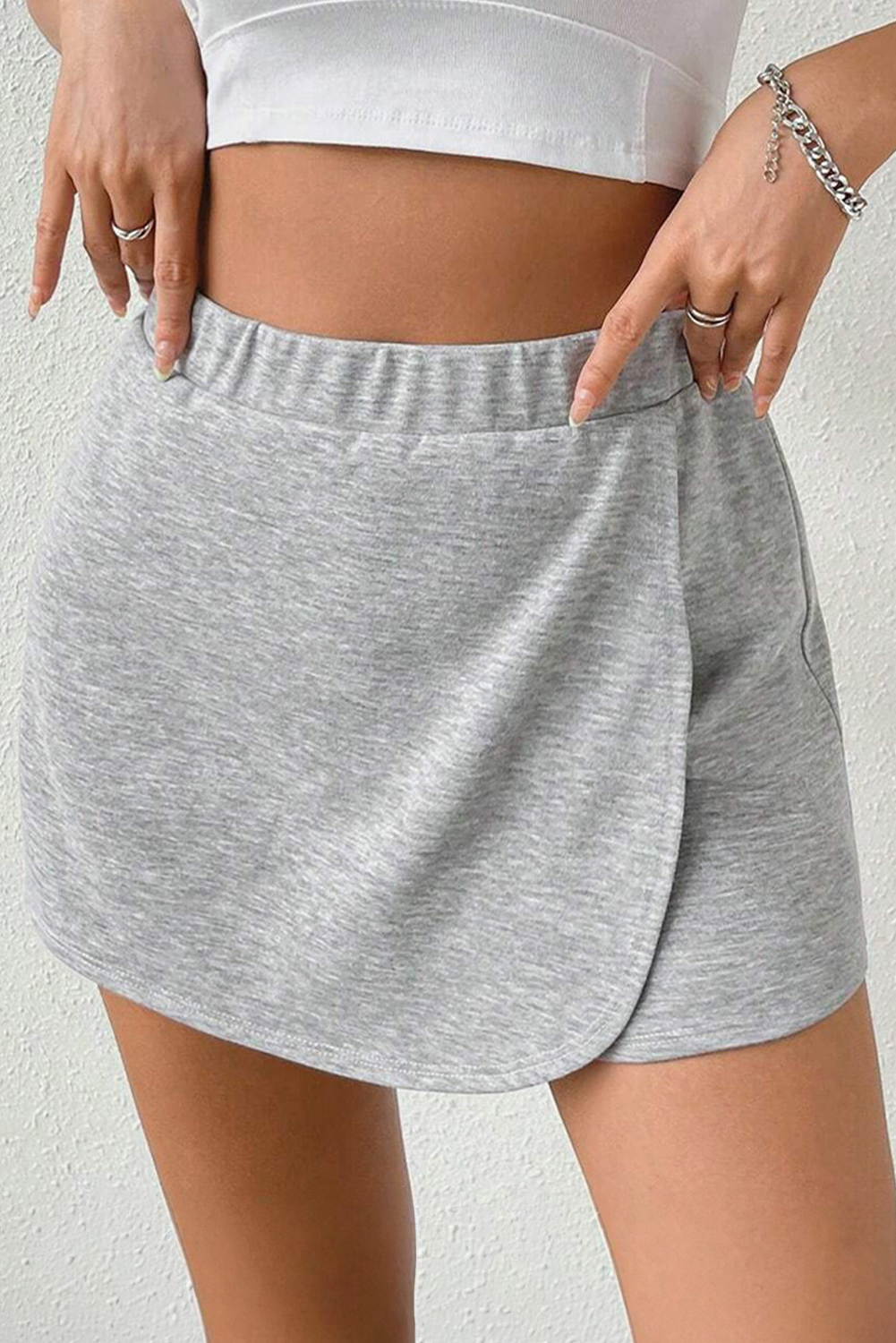 SHewin WHolesale Boutique Gray Elastic Waist Plain SPORTS SHorts