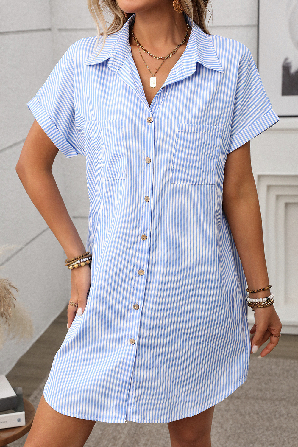 blue striped dresses bulk