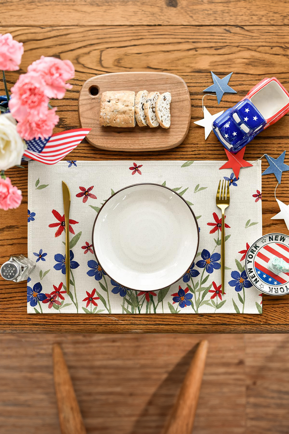 Shewin Wholesale Stores White 4th of July FLOWER Print Placemat