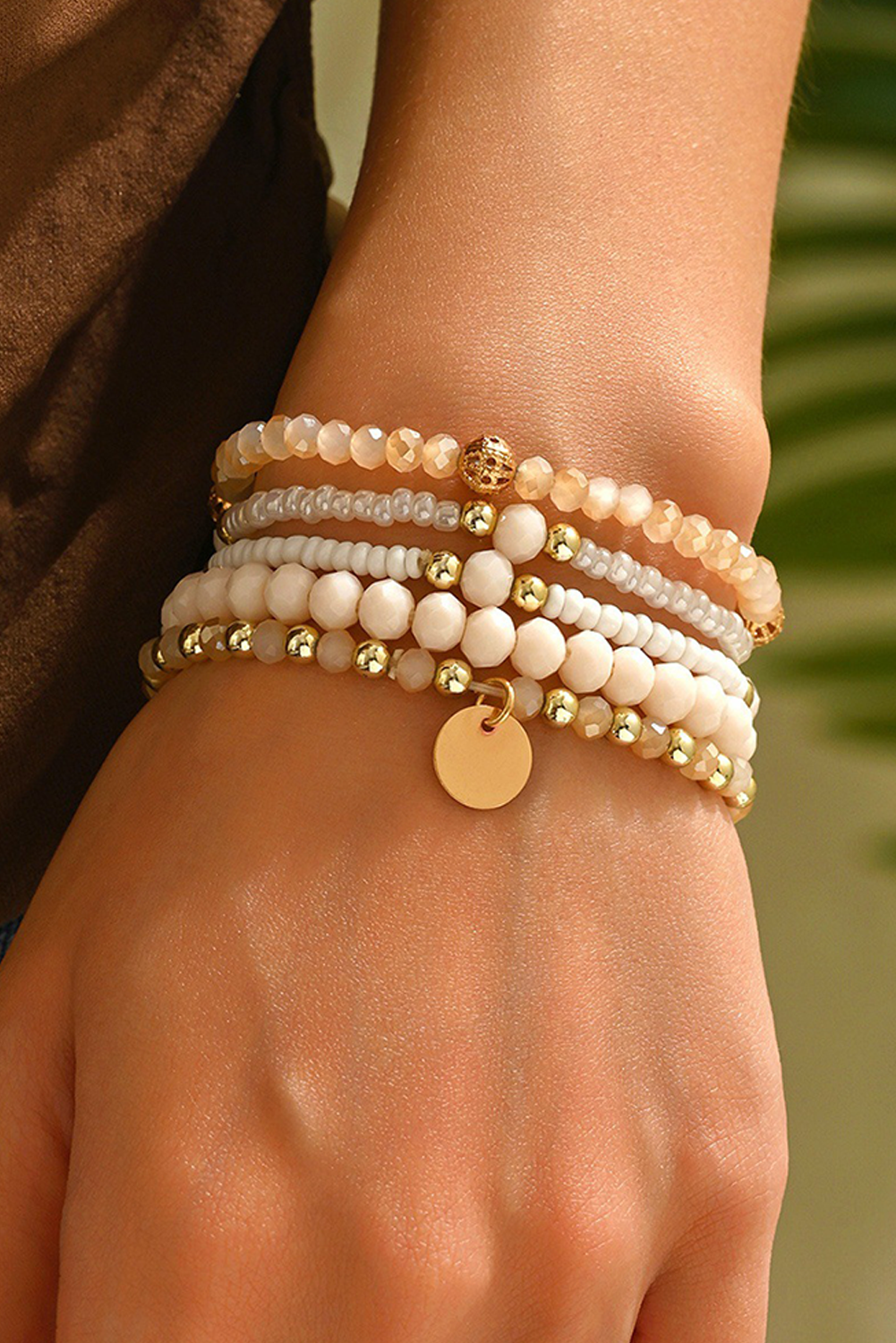 Shewin Wholesale Apparel Oatmeal Boho Crystal Beaded BRACELET Set