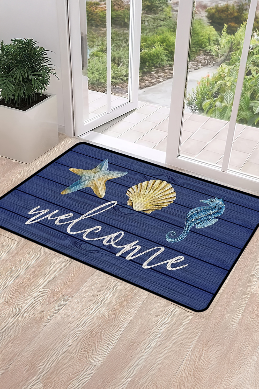 Shewin Wholesale Distributor Bluing Welcome Beach Theme Pattern Non Slip DOOR Mat