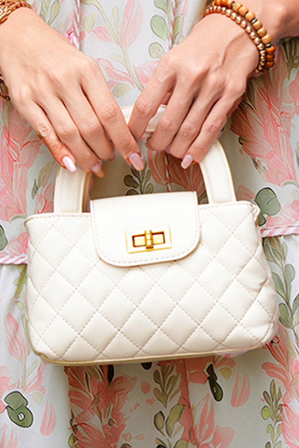 Shewin Dropshippers White DIAMOND Grid Chain Shoulder Bag