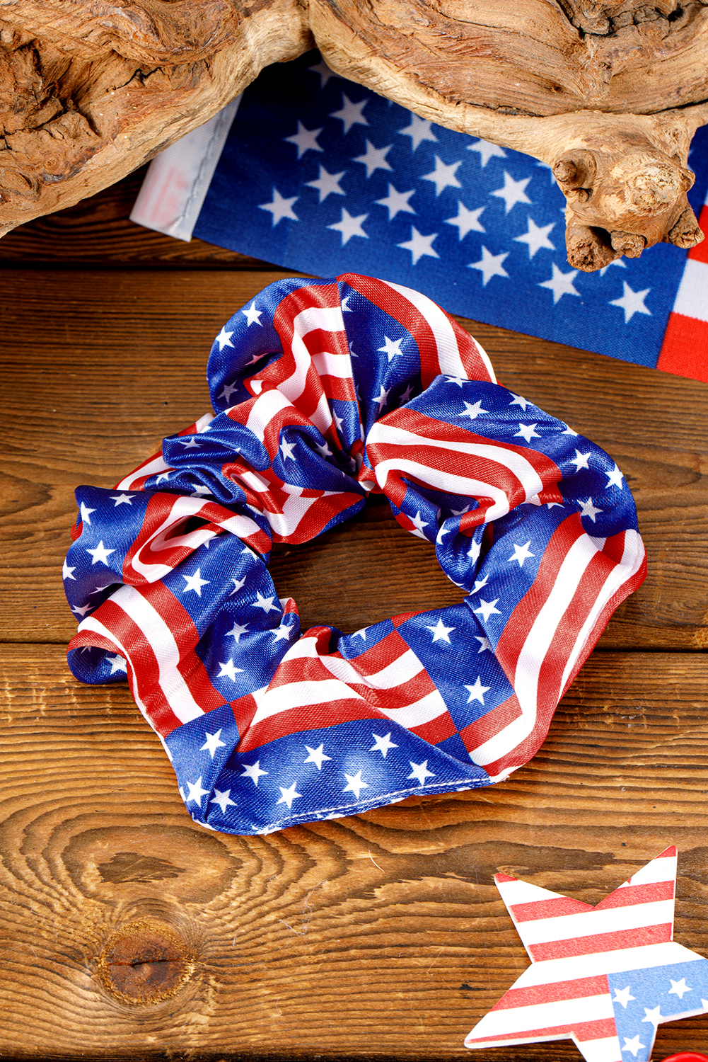 Shewin Dropshippers Blue Stars and Stripes Patriotic HAIR Scrunchie