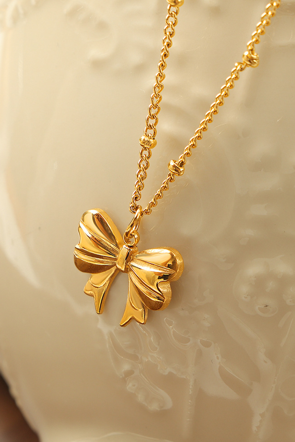 Shewin Dropshippers GOLD Bow Pendant Chain Necklace