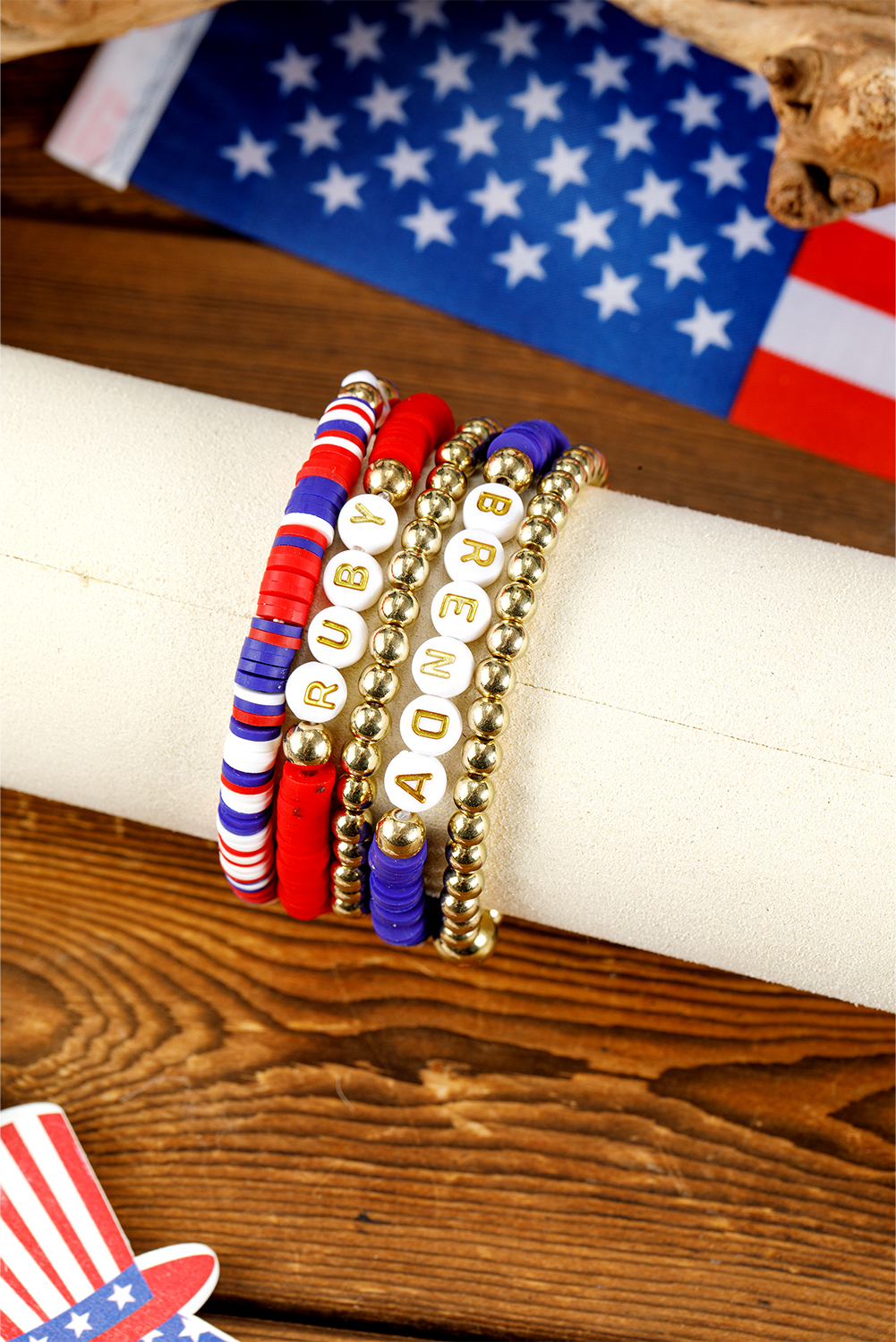 Shewin Dropship Gold 4th of July Beaded Stackable BRACELET Set