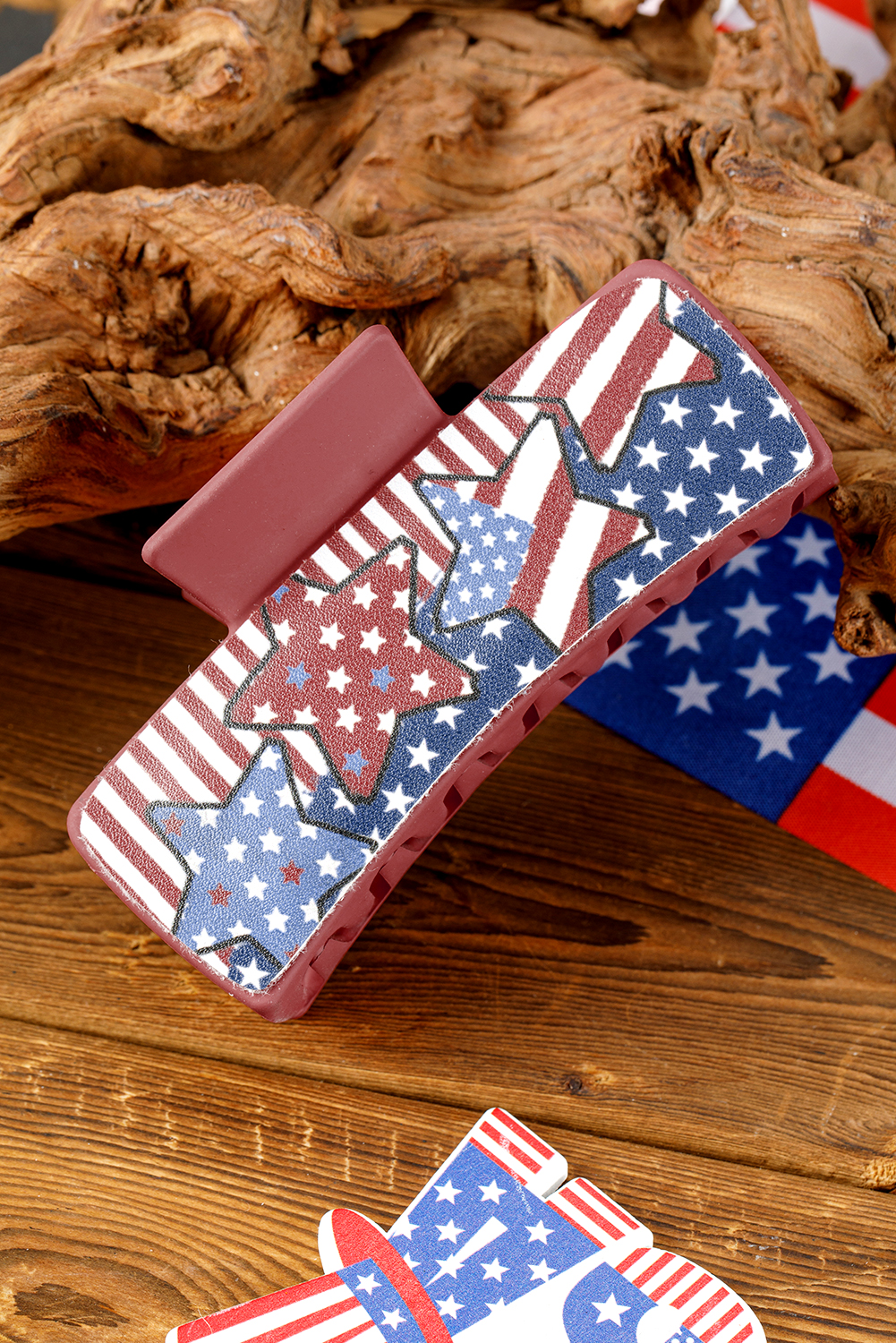Shewin Dropship Racing Red 4th of July Flag HAIR Claw