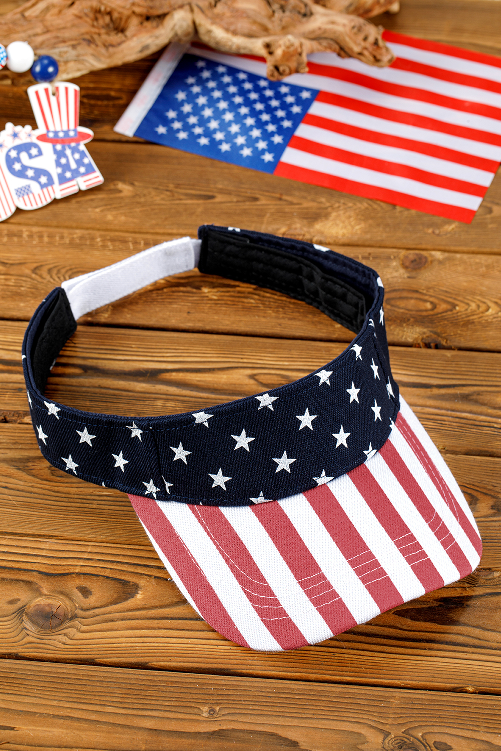 Shewin Dropshipping Dark Blue Stars and Stripes 4th of July Sun Visor HAT
