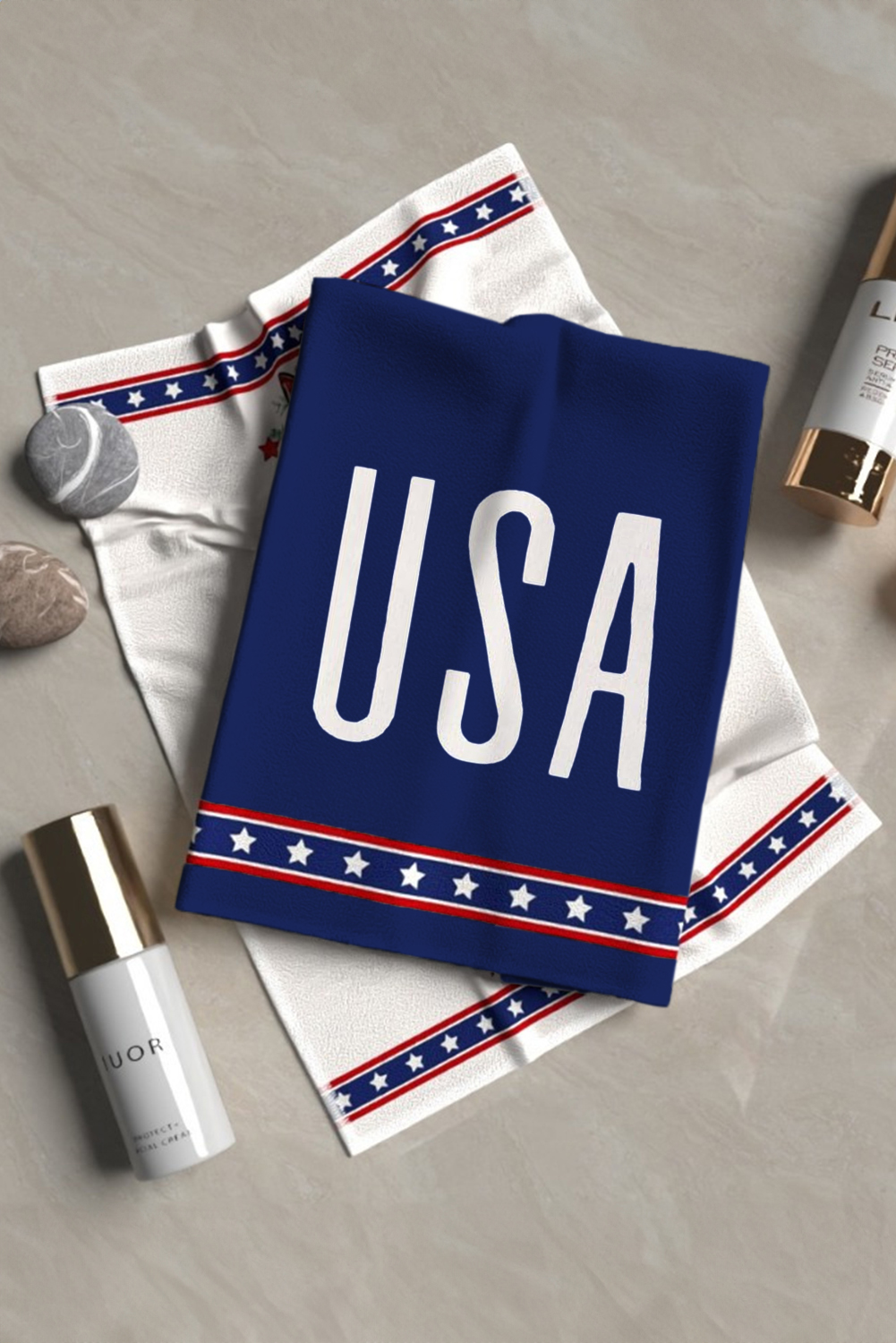 Shewin Wholesale Stores White Independence Day Stars Graphic TOWEL