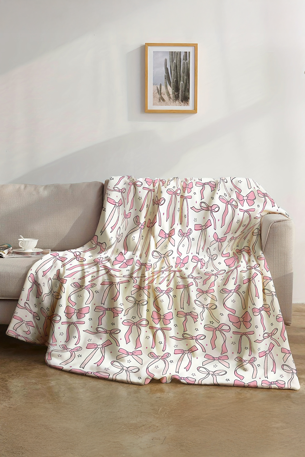 Shewin Dropshipping Pink Cute Bow and Star Fluffy BLANKET