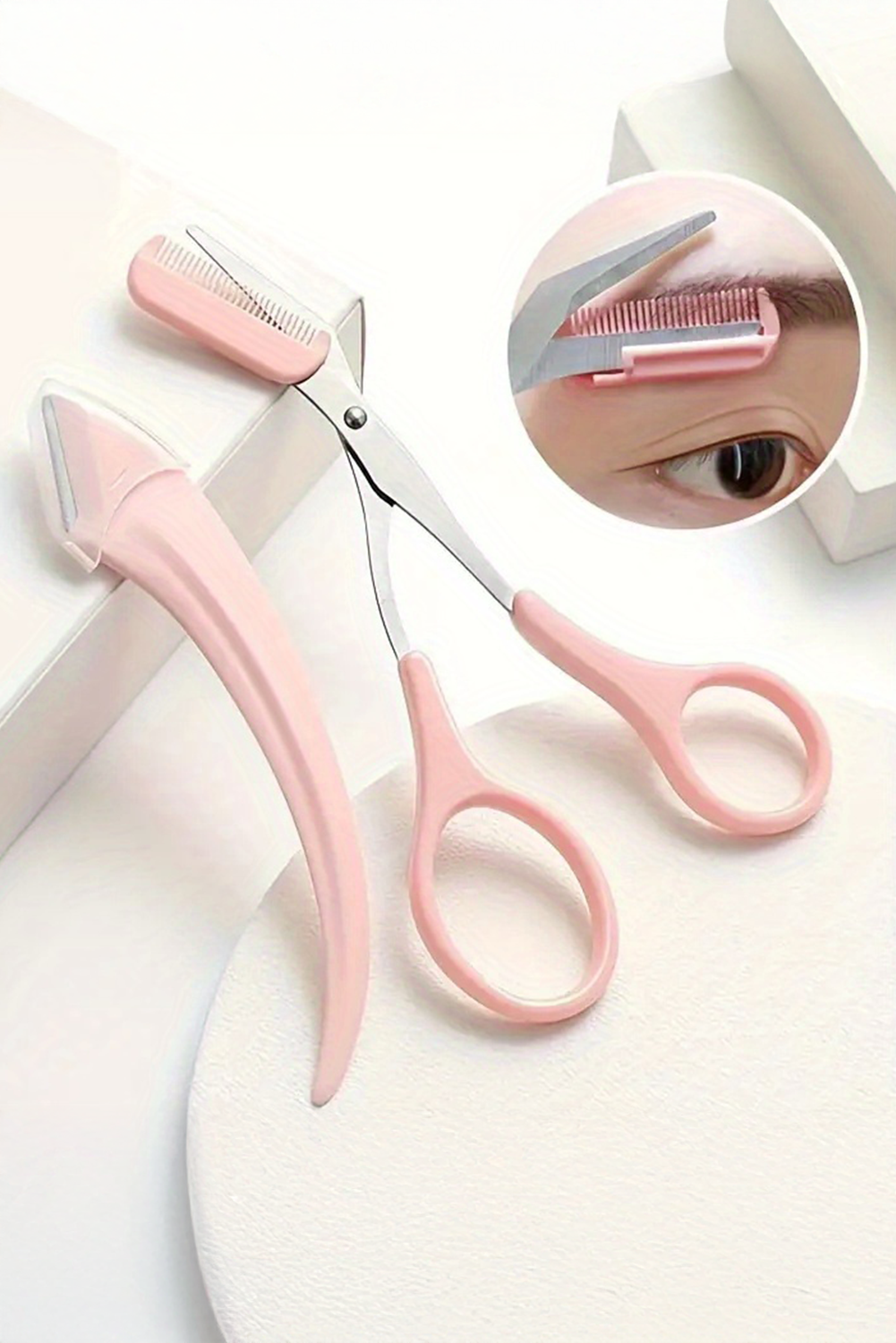 Light Pink 2pcs Eyebrow Trimming Set