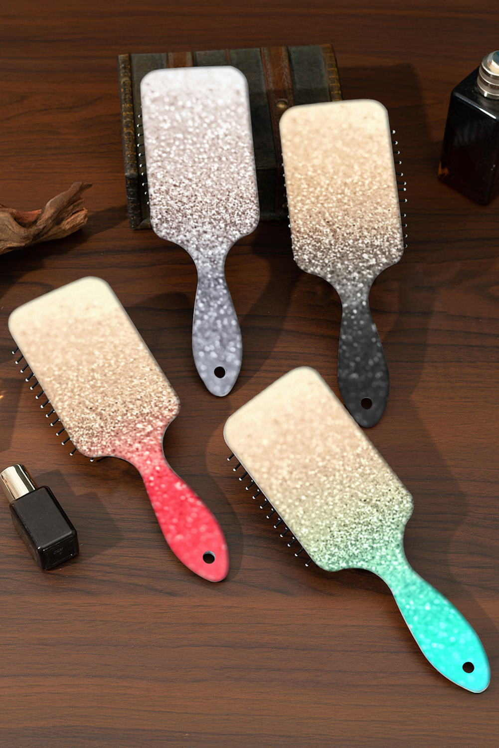 Iceland Blue Glitter Gradient Hair Cushion Comb