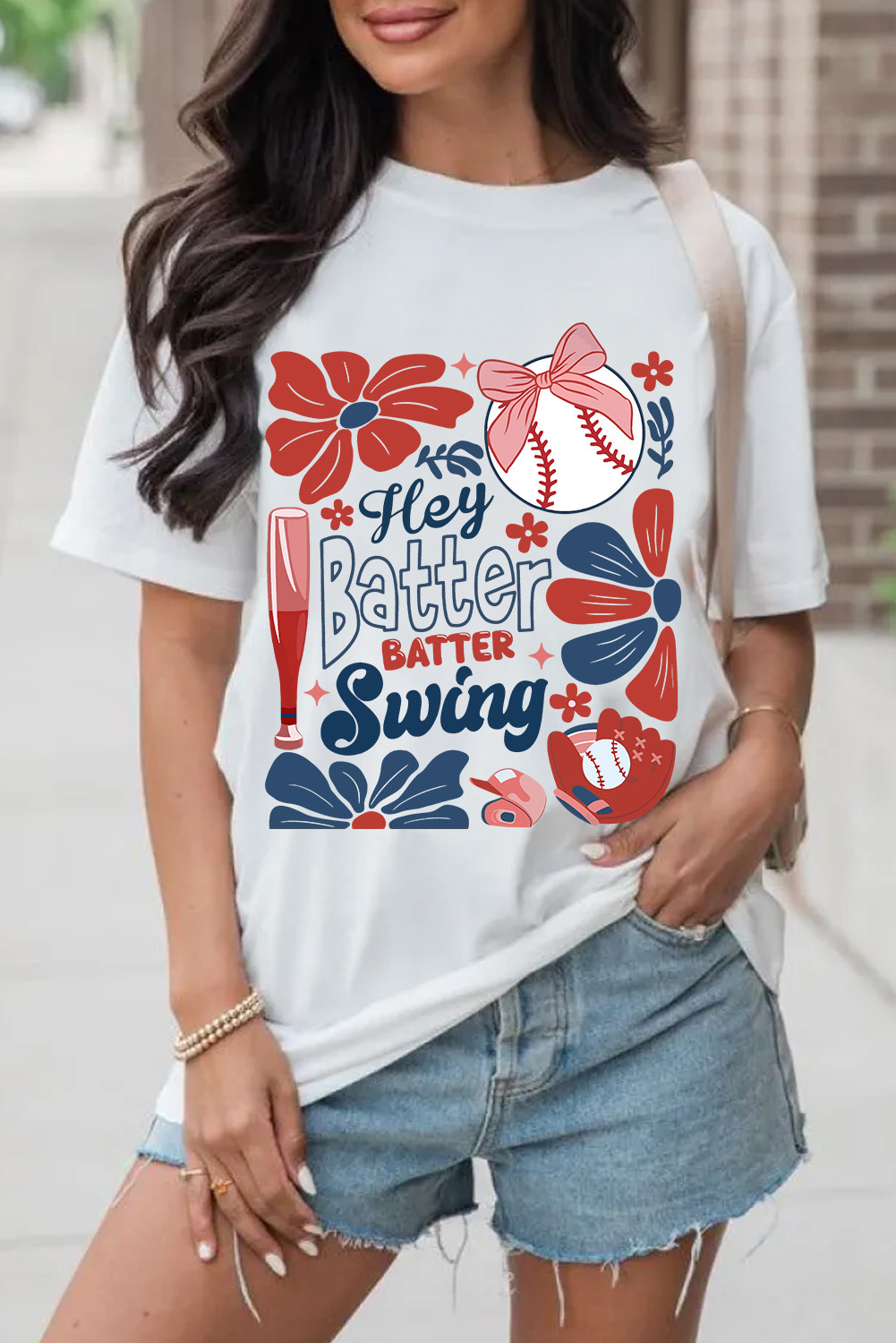 White Hey Batter Swing Game Day Graphic Tee
